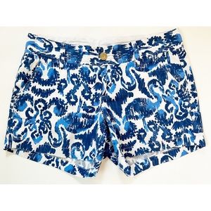 Lilly Pulitzer The Callahan Shorts Blue and White Print Size 4